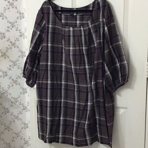 Plus Size 26 W Ellos Brand Plaid Tunic Top Casual Great Travel Wear With Jeans.